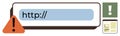 Warning Sign for Unsafe Webpage with Alert Icons and Address Bar Visualization Royalty Free Stock Photo