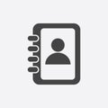 Address book icon. Contact note flat vector illustration on whit Royalty Free Stock Photo