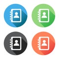 Address book icon with long shadow. Royalty Free Stock Photo