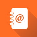 Address book icon with long shadow. Email note flat vector illus Royalty Free Stock Photo