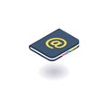 Address book icon, vector illustration in flat isometric 3D style Royalty Free Stock Photo