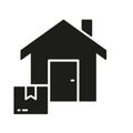 Address Delivery Service Silhouette Icon. Free Shipping To House Glyph Pictogram. Delivery To Home Solid Sign. Order Royalty Free Stock Photo