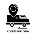 address delivery symbol icon, black vector sign with editable strokes, concept illustration Royalty Free Stock Photo