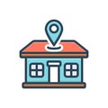 Color illustration icon for address, lodging and whereabouts