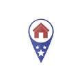 Address icon with star sign, Map pointer logo Royalty Free Stock Photo