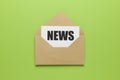 Address mailing of news by e-mail. Advertising message on green background