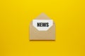 Address mailing of news by e-mail. Advertising message on yellow background