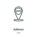 Address outline vector icon. Thin line black address icon, flat vector simple element illustration from editable gdpr concept Royalty Free Stock Photo