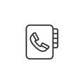 Address phone book icon in flat style. Telephone notebook vector illustration on white isolated background. Hotline contact Royalty Free Stock Photo