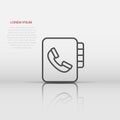 Address phone book icon in flat style. Telephone notebook vector illustration on white isolated background. Hotline contact Royalty Free Stock Photo