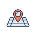 Color illustration icon for Addressed, map and road