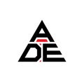 ADE triangle letter logo design with triangle shape. ADE triangle logo design monogram. ADE triangle vector logo template with red