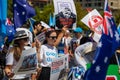 Australian young women in a pro-Uyghur protest at Adelaide, Australia