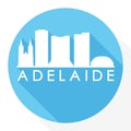 Adelaide Australia Flat Icon Skyline Silhouette Design City Vector Art Round Logo.