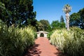 Adelaide botanic garden view with alley green nature and white pavilion in Adelaide South Australia