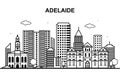 Adelaide City Australia Cityscape Skyline Line Outline Illustration Royalty Free Stock Photo