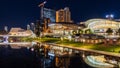 The adelaide city at night reflecting on the River Torerns in Adelaide South Australia on August 8th 2023 Royalty Free Stock Photo