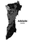 Adelaide map. Detailed black map of Adelaide city poster with streets. Cityscape vector