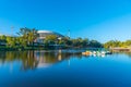 Adelaide oval viewed behind torrens river in Australia Royalty Free Stock Photo