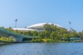 Adelaide oval viewed behind torrens river in Australia Royalty Free Stock Photo
