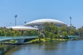 Adelaide oval viewed behind torrens river in Australia Royalty Free Stock Photo