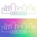 Adelaide skyline. Colorful linear style.