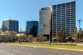 Angas, Flinders University and State Administration Centre buildings viewed across Victoria Square Royalty Free Stock Photo