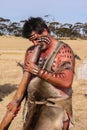 ADELEIDE, AUSTRALIA - APRIL 18, 08: unidentified aborigines actor at a performance for special events on April 18, 2008 Adeleide Royalty Free Stock Photo