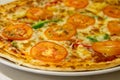 Adelicious tomato pizza on white plate