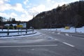 Adenau, Germany - 01 03 2025: Intersection Breidscheid in winter with snow Royalty Free Stock Photo