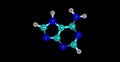 Adenine molecular structure isolated on black