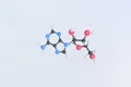Adenosine molecule, isolated molecular model. 3D rendering