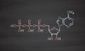 Adenosine triphosphate ATP molecule. Functions as neurotransmitter, RNA building block, energy transfer molecule, etc.