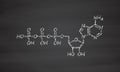 Adenosine triphosphate (ATP) molecule. Functions as neurotransmitter, RNA building block, energy transfer molecule, etc Royalty Free Stock Photo