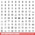 100 adeptness icons set, outline style Royalty Free Stock Photo