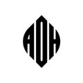 ADH circle letter logo design with circle and ellipse shape. ADH ellipse letters with typographic style. The three initials form a Royalty Free Stock Photo