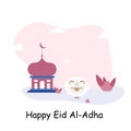 Happy eid al Adha elements with goats, sheep, cows, and camels Royalty Free Stock Photo