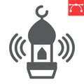 Adhan call glyph icon, happy ramadan and religion, mosque vector icon, vector graphics, editable stroke solid sign, eps Royalty Free Stock Photo