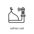 Adhan Call icon. Trendy modern flat linear vector Adhan Call icon on white background from thin line Religion collection Royalty Free Stock Photo