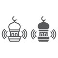 Adhan call line and glyph icon, ramadan and religion, mosque sign, vector graphics, a linear pattern on a white