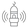 Adhan call thin line icon, religion and islam, mosque sign, vector graphics, a linear pattern on a white background. Royalty Free Stock Photo