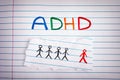 ADHD. Abbreviation ADHD on notebook sheet