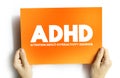 ADHD - Attention Deficit Hyperactivity Disorder acronym on card, medical concept background Royalty Free Stock Photo
