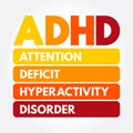 ADHD - Attention Deficit Hyperactivity Disorder acronym, medical concept background Royalty Free Stock Photo