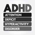 ADHD - Attention Deficit Hyperactivity Disorder acronym, medical concept background Royalty Free Stock Photo