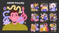 ADHD Friendly. Flat Vector Illustration Royalty Free Stock Photo