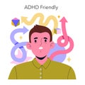 ADHD Friendly. Flat Vector Illustration Royalty Free Stock Photo