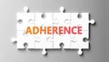 Adherence complex like a puzzle - pictured as word adherence on a puzzle pieces Royalty Free Stock Photo