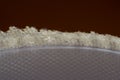 Adhesive band from medical industry with dust on the surface, macro view