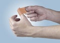 Adhesive Healing plaster on hand.